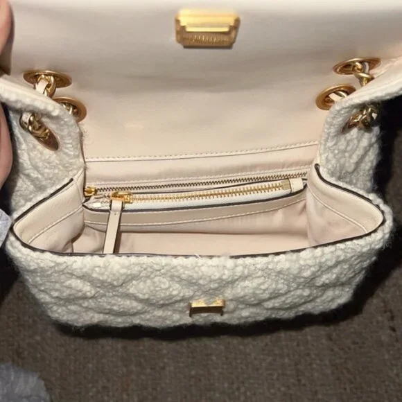 Tory Burch Fleming Soft Boucle Small Convertible Shoulder Bag, New Cream - Picture 7 of 14